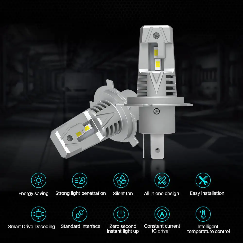 Silent Cooling Fan Led Head Light Bulb 80W DC12V 6500K H4 H19 H7 H18 9005 9006 H8 H11 H3 H1 Car High Low Beam Lights for BMW F10