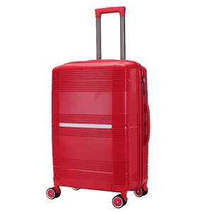 New Trendy PP Suitcase Set of 3 Customized Logo Spinner Unisex Aluminum Handle Combination Lock Plastic Trolley