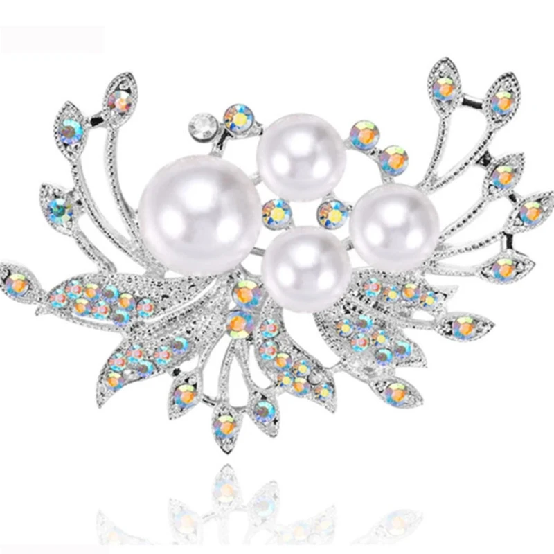 Creative jewelry brooch high-grade silk scarf buckle with Crystal Pearl corsage accessories