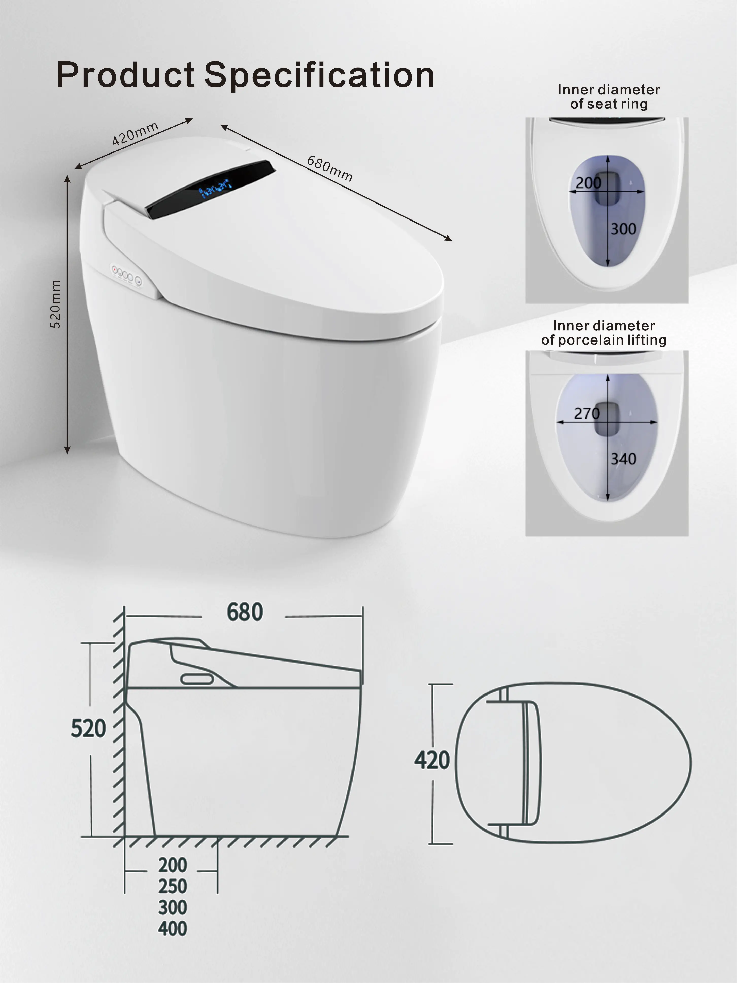 Wc Inteligent Smart Toilet with Bidet - Advanced Remote Control Features