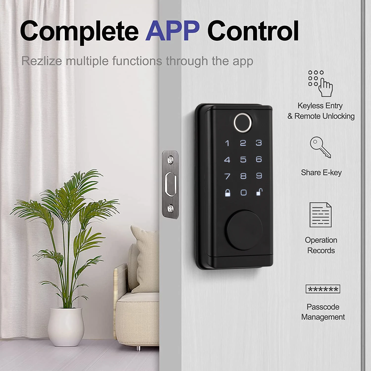 D3 Lock with Fingerprint and Password Glass Door Lock with Knob Remote Control Smart Door Lock