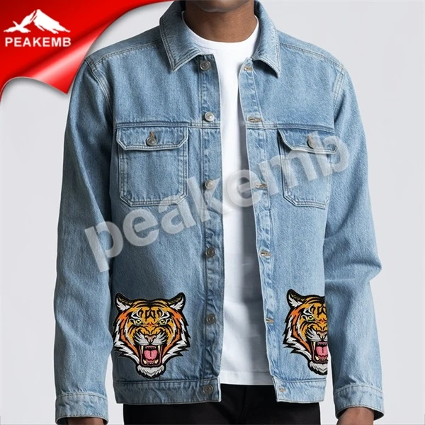 BENGAL TIGER PATCH Iron on Embroidered Wild Animal Roaring Applique for Bags and Jeans
