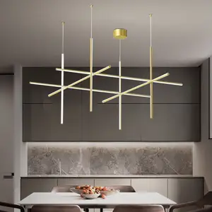 ECOJAS Nordic Style Luxury Stick Shape Gold Modern Ceiling Lamp Light Indoor Decoration LED Chandeliers & Pendant Lights