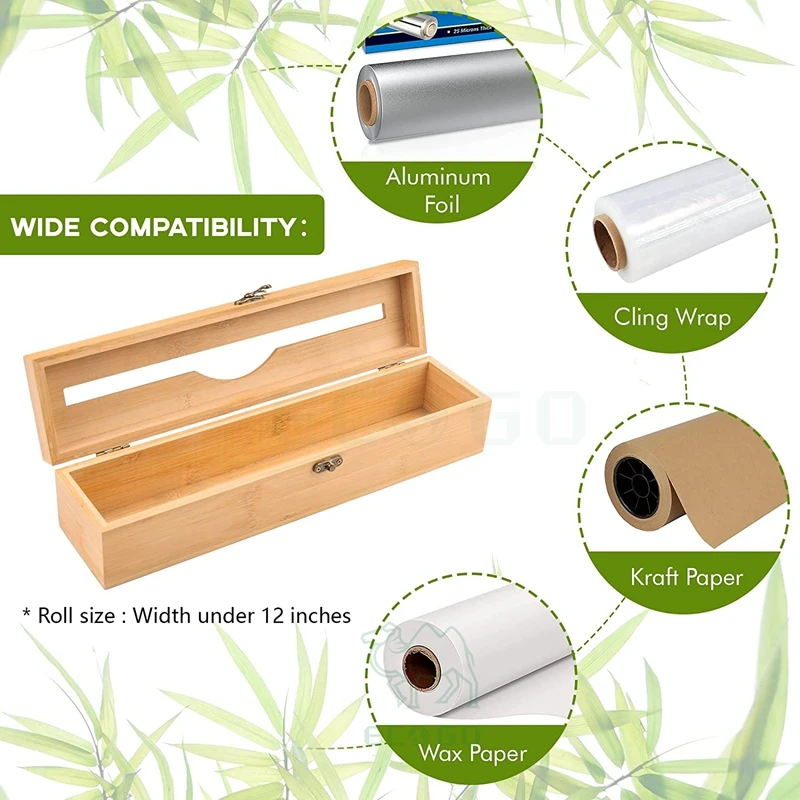 Bamboo Plastic Wrap Cutter,Reusable Bamboo Foil And Plastic Wrap