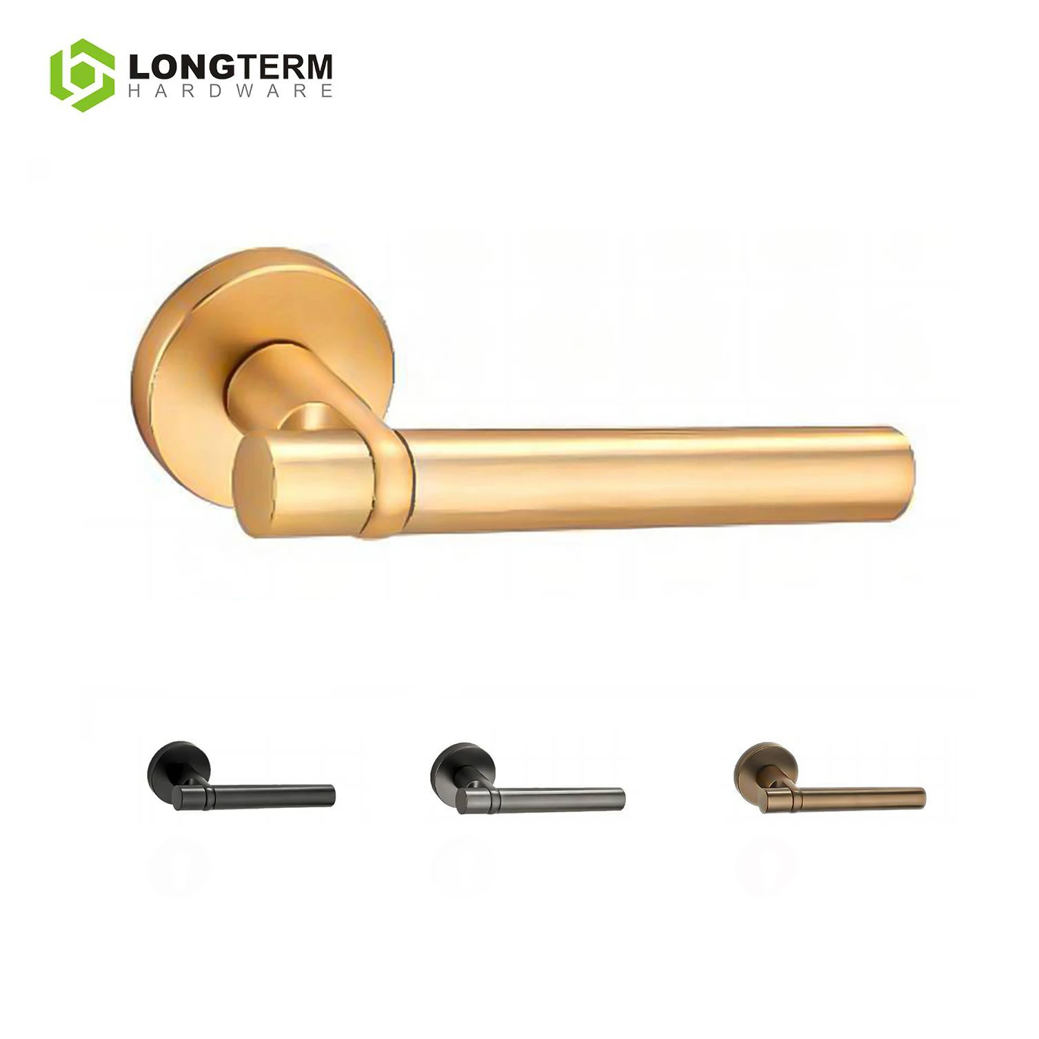 Modern Tubular Lever Rosette Door Handle Zinc Alloy Brass Matte Black Internal Door Lock Handle Set