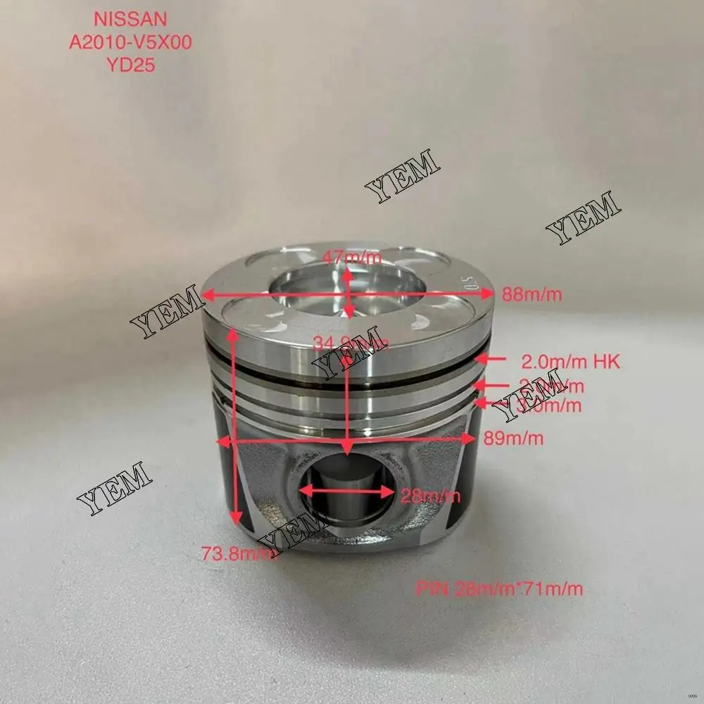 Cylinder Piston Kit Fit for Nissan YD25 Engine Tractor Generator Excavator