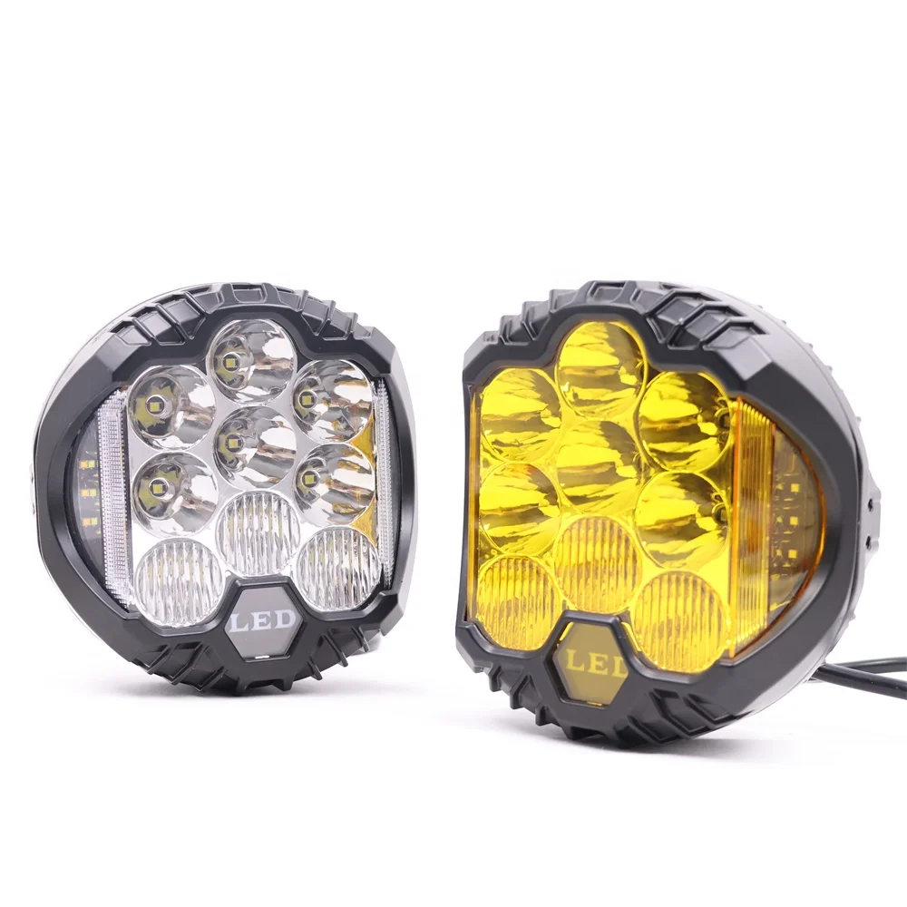 TIYPEOR Front Bumper 5inch Led Headlights 4x4 Lights Offroad Led Spotlight for jeep wrangler Jk Harley Modified Work Lamp DRL