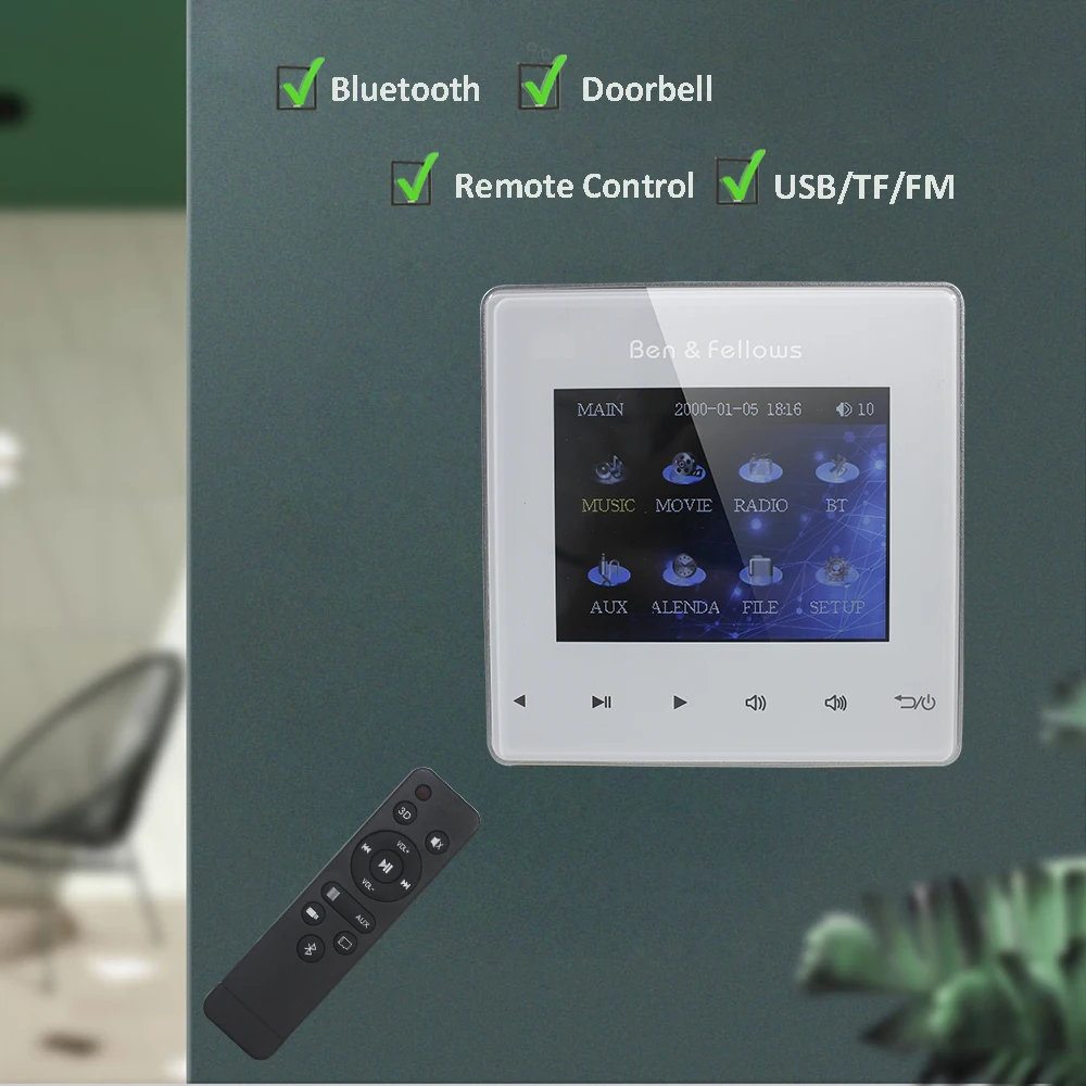 T Smart Home Background Music System Bluetooth Mp3 Audio Wall Amplifier  Blue Tooth in Wall Music Amplifier With Ceiling Speaker