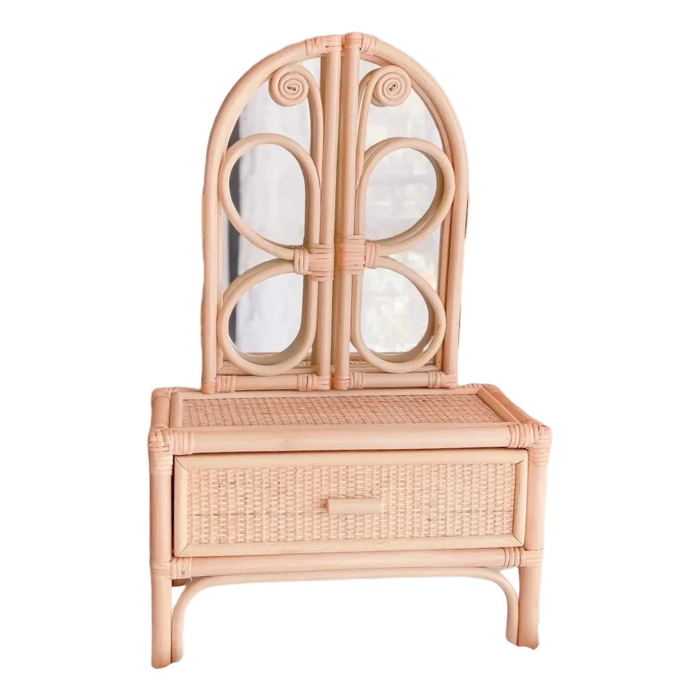 Wholesale Handicraft Natural Rattan Kids Vanity Butterfly Tiny Rattan