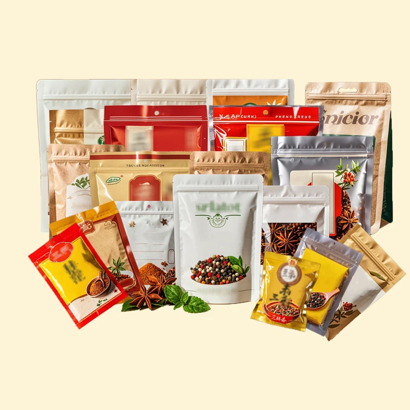Custom Printed Stand up Pouch Zip Plastic Powder Corn Flour Seasoning Packaging Spices Dried Fruit Tea Spice Bags