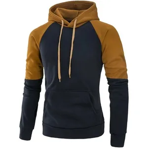 Men's Contrast Color Pullover Fleece Hoodie Cozy Sport Outwear Casual Sweatshirt Warm Polyester/Cotton 330g Breathable Hoodie