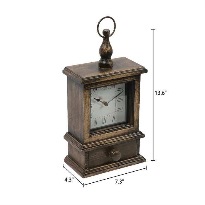 Custom Rustic Table Retro Alarm Clock Vintage Classical Royalty Sitting Room TV Cabinet Desk Antique for Home Decor