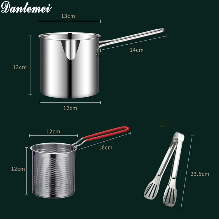 China Supplier Cookware Cooking Pot Round Fryer Pan Stainless Steel Deep Fryer Pot With Filter Basket
