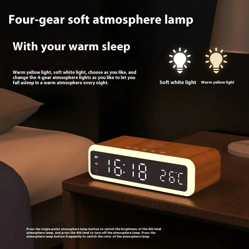 15W Fast Wireless Charger With Desk Alarm Clock Wireless Charging