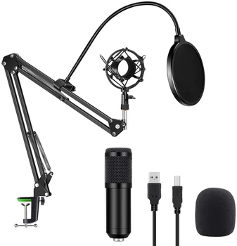 Microphone USB Mic BM800 Black Condenser Microphone With Scissor Stand Filter for Laptop Smartphone Sound Card Free