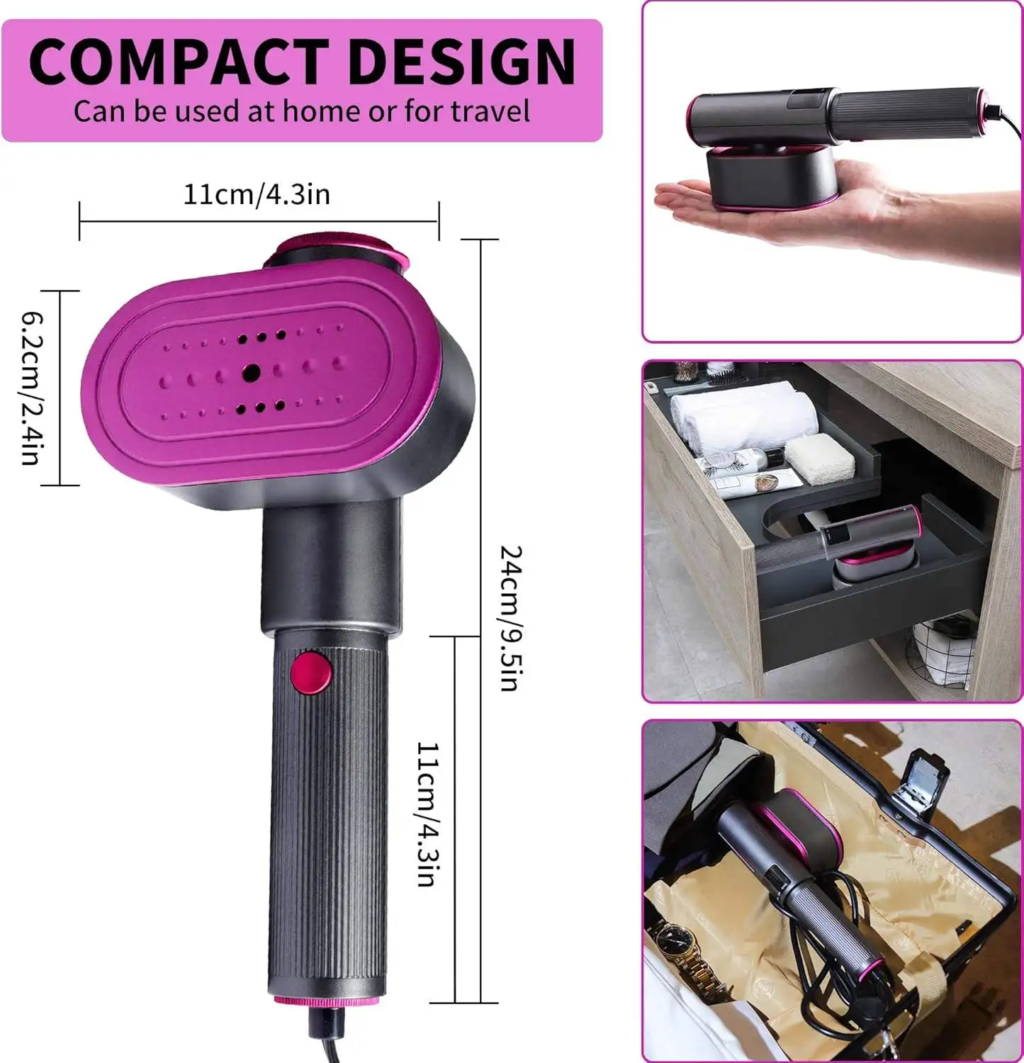 1200W Portable Handheld Clothes Garment Fabric Steamer USB Rechargeable Electric Clothes Steamer