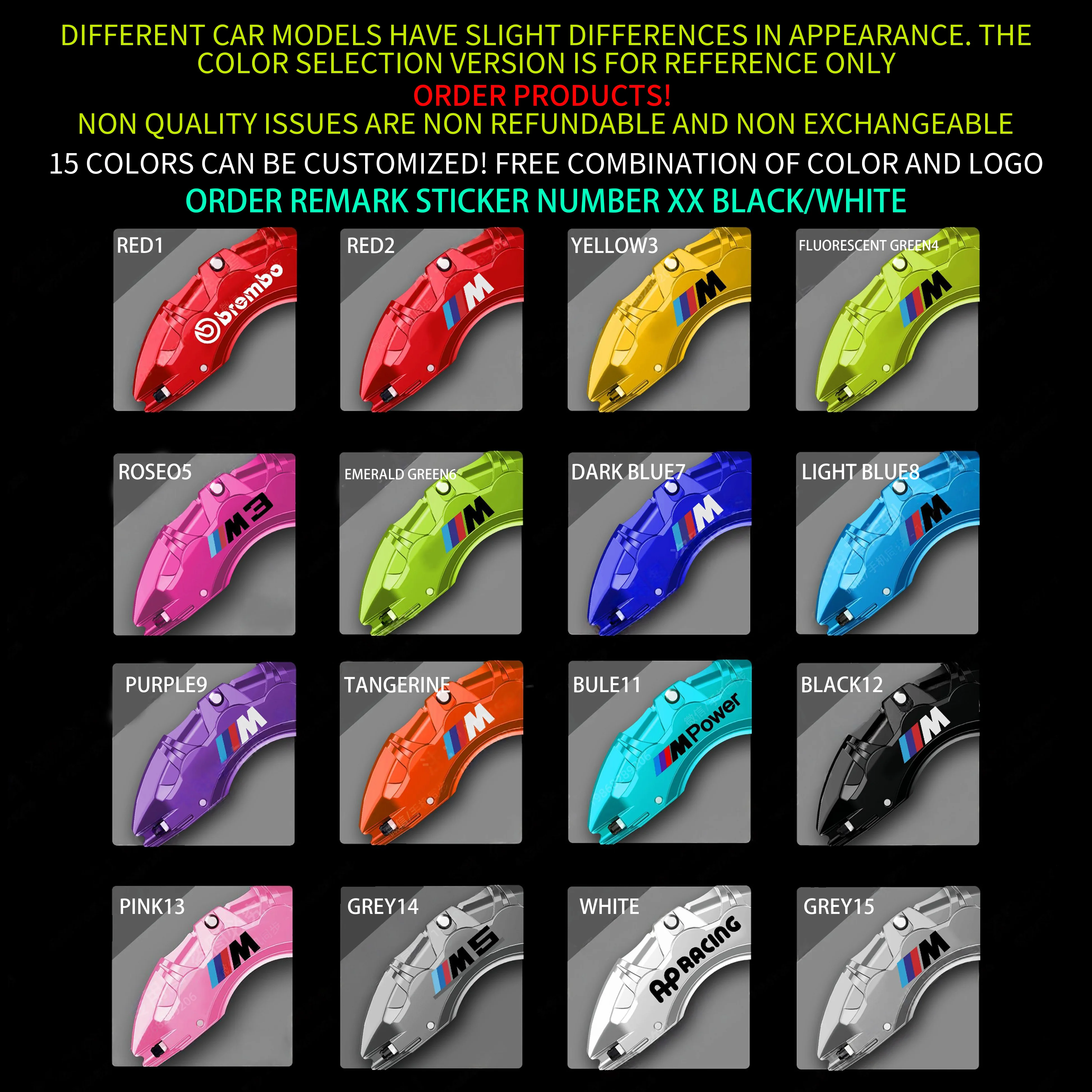 product car brake caliper protect 4pcs auto brake system for bmw g01 g20 f30 g30 f10 f25 g05 car calipers brake cover with logo sticker-6