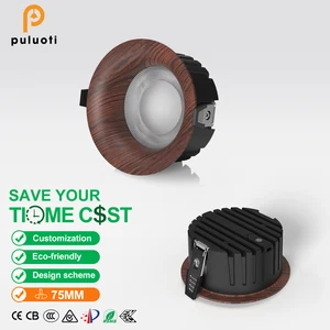 PULUOTI 90-95mm LED 60° Recessed Downlight 15W Walnut Full Spectrum Anti-glare Eye protection Living Room Bedroom Spot Lights