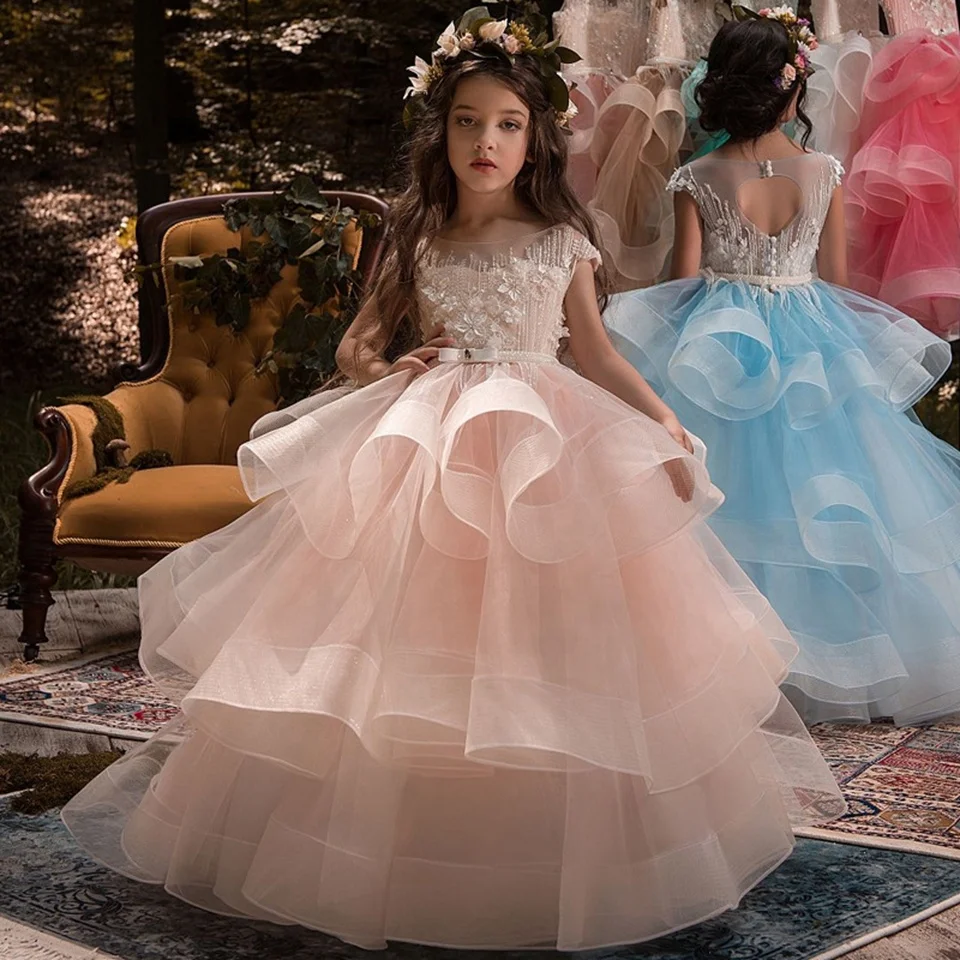 White Shiny Ball Gown for Little Girls 66991 – Viniodress