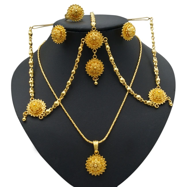 Zhuerrui Wholesale Traditional Romanian Jewelry Sets Bridal Women Jewelry  Gold Necklace Ethiopian Jewelry HA16112201