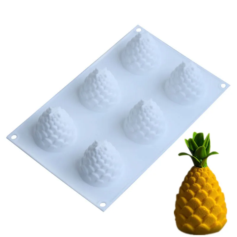 8/6 Cavity Eco-Friendly Silicone Cake Soap Mold 3D Pineapple