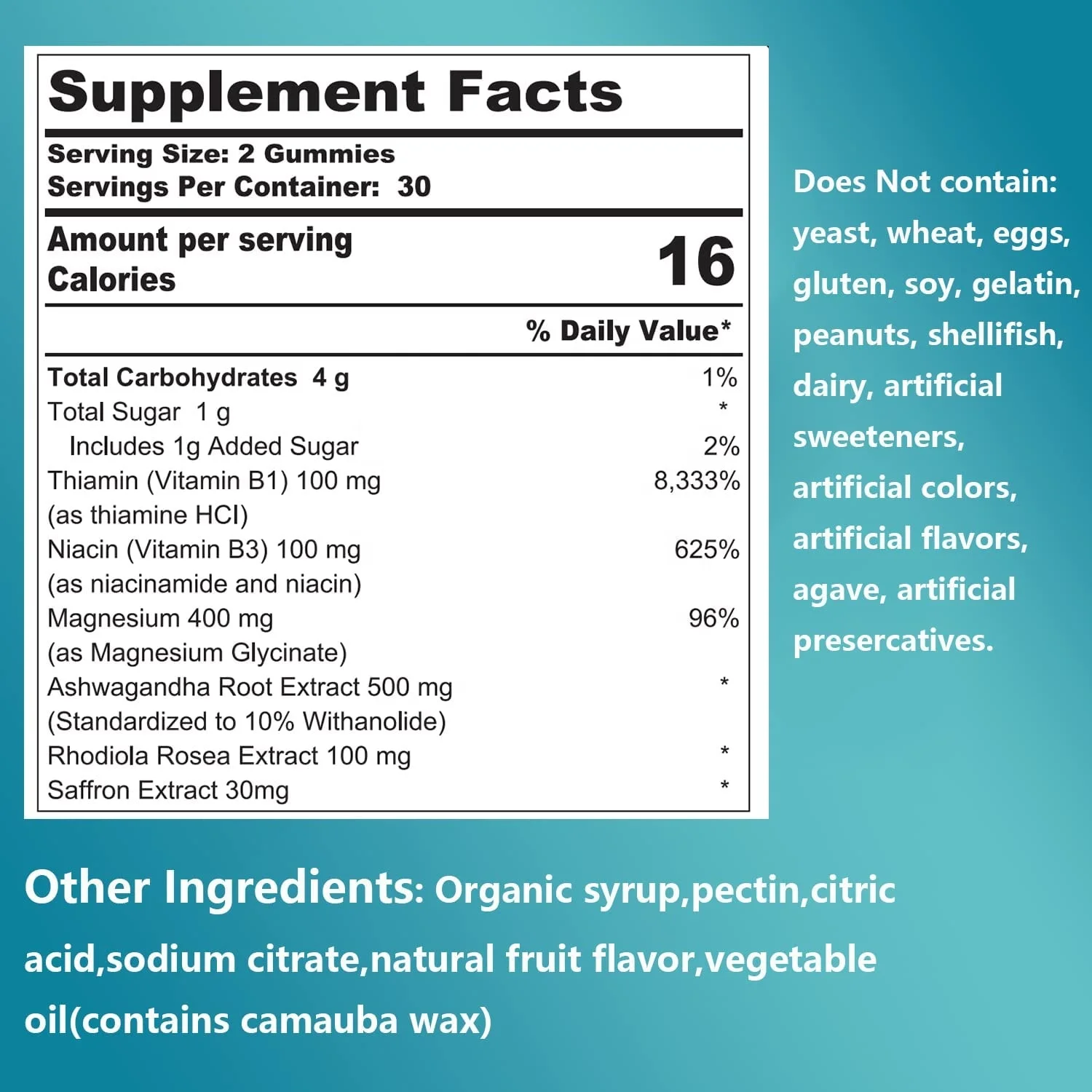 Magnesium Glycinate Gummies 400mg With Ashwagandha Rhodiola Rosea And