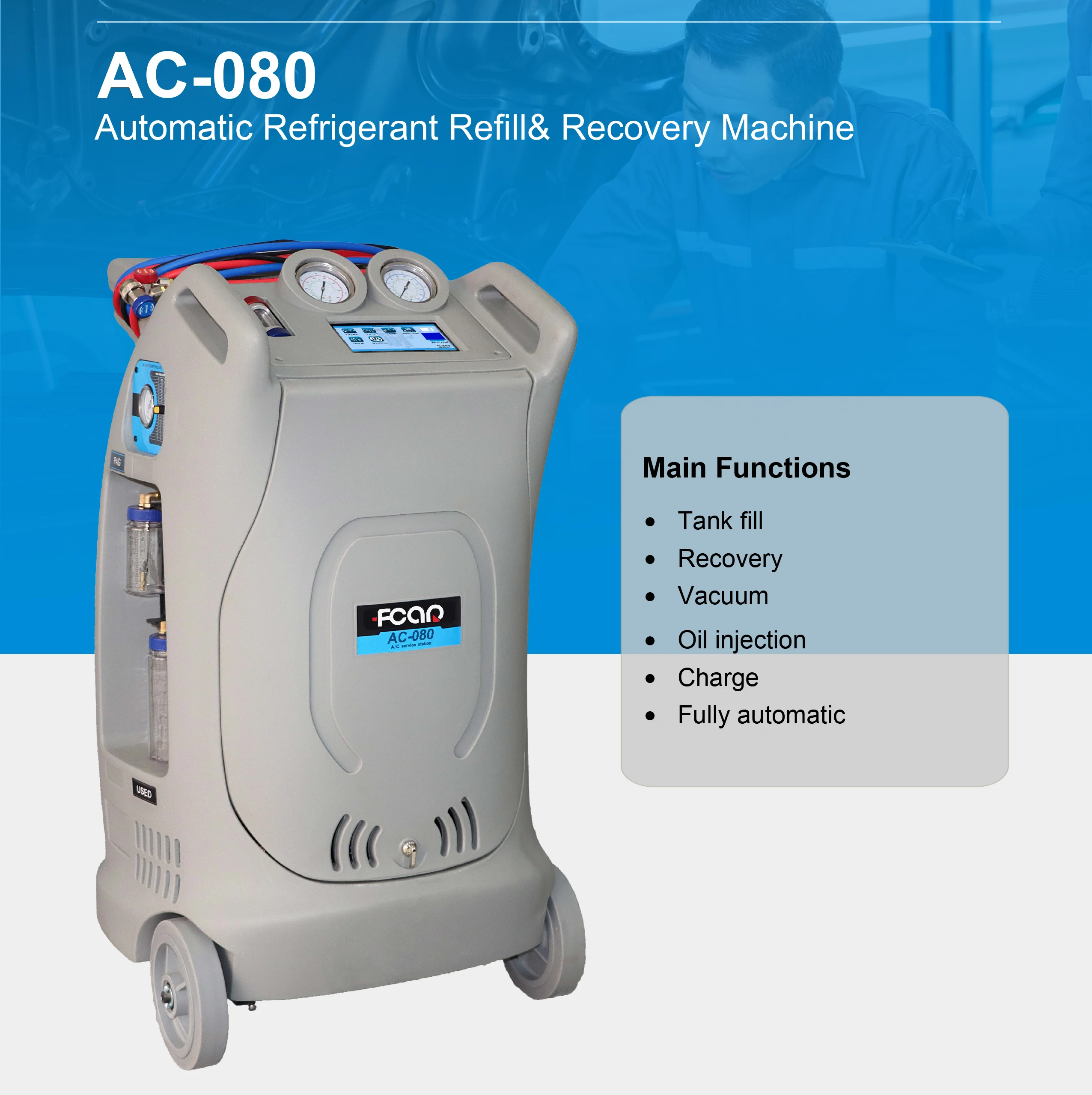 Fcar Ac080 Ac Vacuum Pump Refrigerant Kit Car Air Conditioning Service