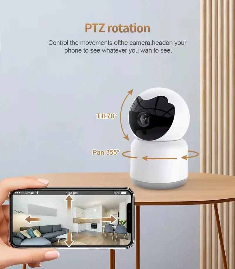 2MP 1080P Tuya Smart Indoor WIfi Security Camera 365 Degree Two-way Speaking IR Night Version Phone Remote Baby Pets Monitor