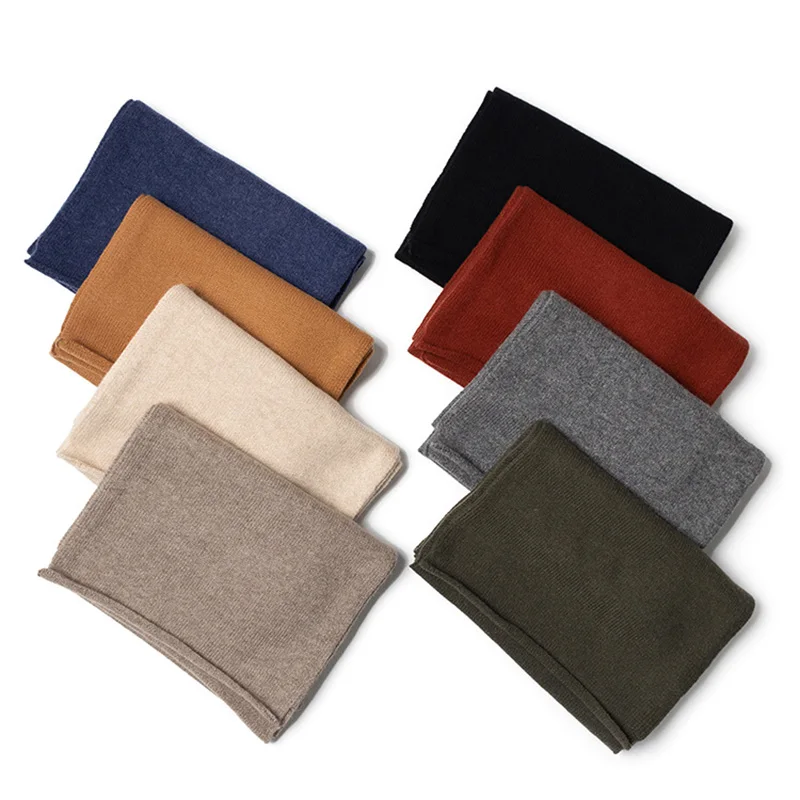 Custom Winter Warm Wool Scarf Mongolian Plain Knit Cashmere Scarf_voghion.com