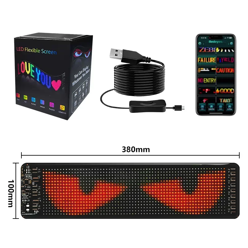 Yeux LED Sans Fil Pour Pare-brise De Voiture, 2 Pièces, écran De Fenêtre, Yeux Du Diable, Affichage LED Flexible, Yeux Dynamiques Pour Lumières De Voiture
