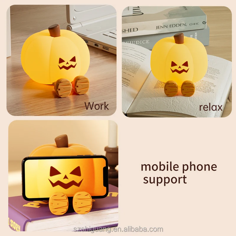 Customizable Silicone Pumpkin LED Night Light Halloween Emoji Decorations & Props Pat Pat Night Light Pumpkin