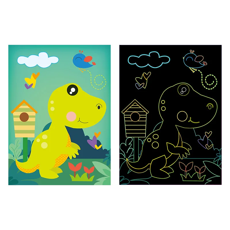 Rainbow Scratch Set for Boys Style Scratch Paper Art Doodle Project Kits Color Crafts Art Supplies DIY Boards Best Birthday