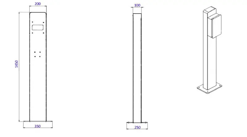 Type 2 Ev Charger Pedestal Heavy Duty Aluminum Evse Ev Charging Stand ...