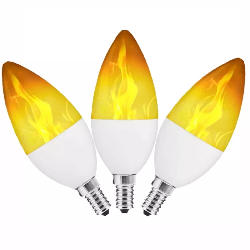 3W E12 LED Flame Light Bulb Flickering Flameless Warm White Candelabra Bulbs with 4 Models Certified Flameless Candles