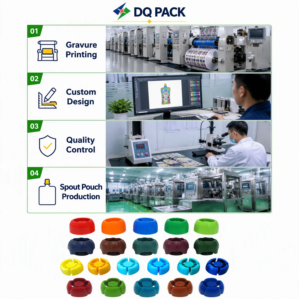 DQ PACK Custom  High Temperature 121 Food Grade Juicy Baby Food Packaging Retort Spout Pouch Stand up Pouch