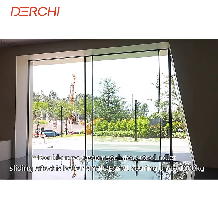 DERCHI NFRC Slim Frame Design 96x80 Patio Balcony Lift Door Exterior Aluminium Partition Door Glass Lift Aluminium Sliding Door