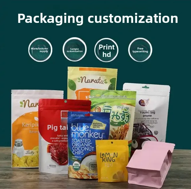 New Customized Moisture-Proof Plastic Stand up Pouch Food Grade Plastic Snack Mylar Packaging Bags Foil Pouch