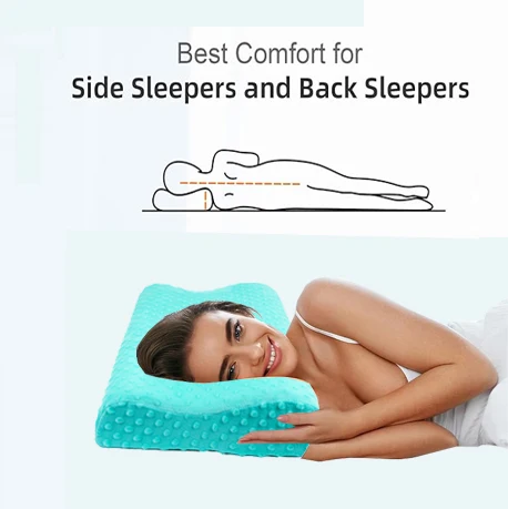 Back Stomach and Side Sleeper Memory Foam Viscoelastic Foam Pillow Adjustable Green Pillow Queen Size Bed Pillows for Sleeping