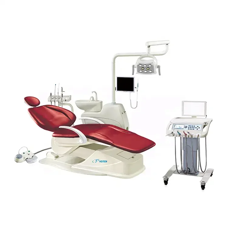 High quality dental treatment chair with memory position mobile tool tray LED bi-color lamp dental hospital equipment