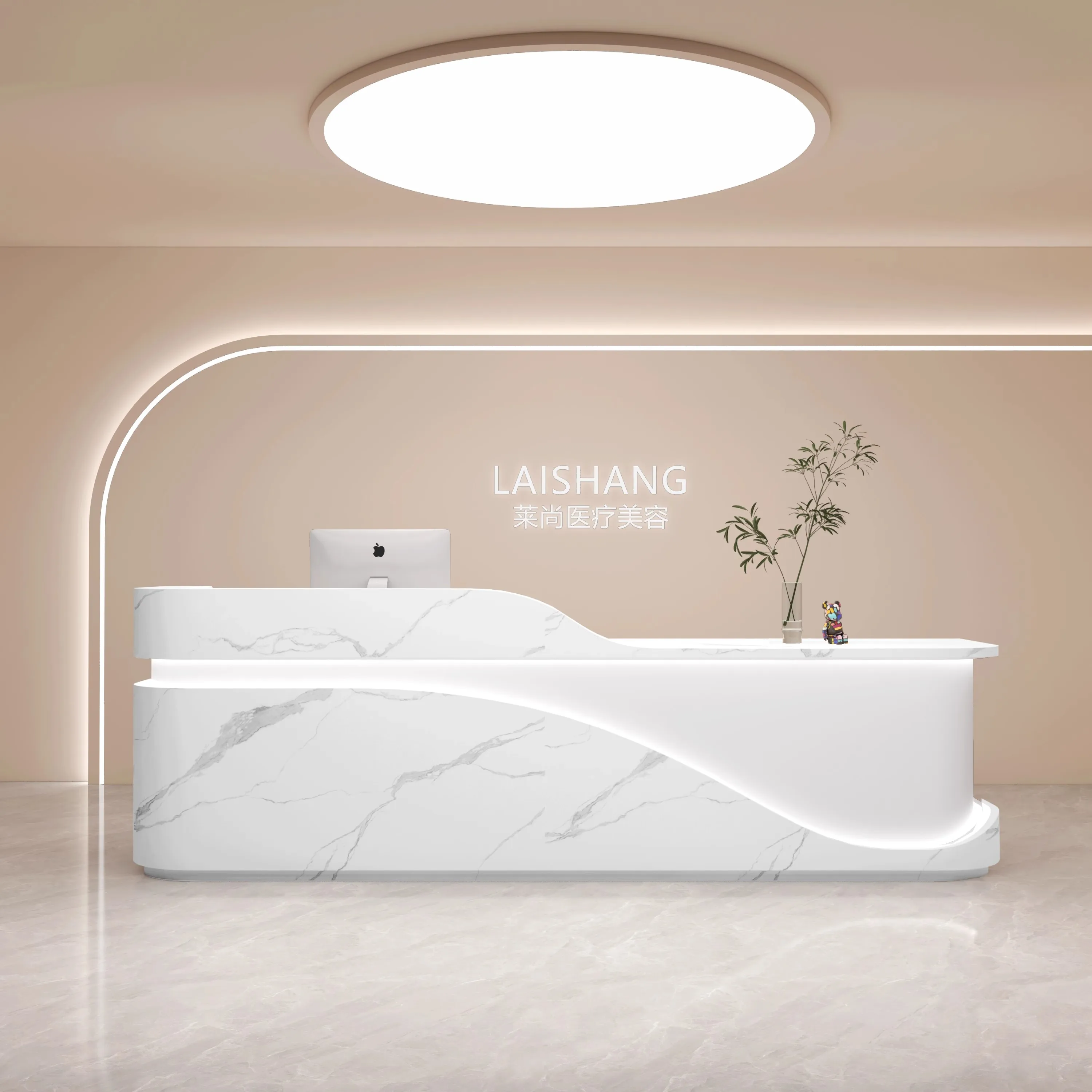 Custom Logo European Style  Office 1 Person Small Reception Counter High Quality Nordic Reception Desk