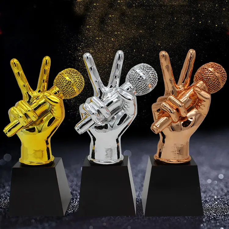 High Quality Custom Design Musical Trophy Crystal Glass Trophy for the Best Voice Souvenir Gifts