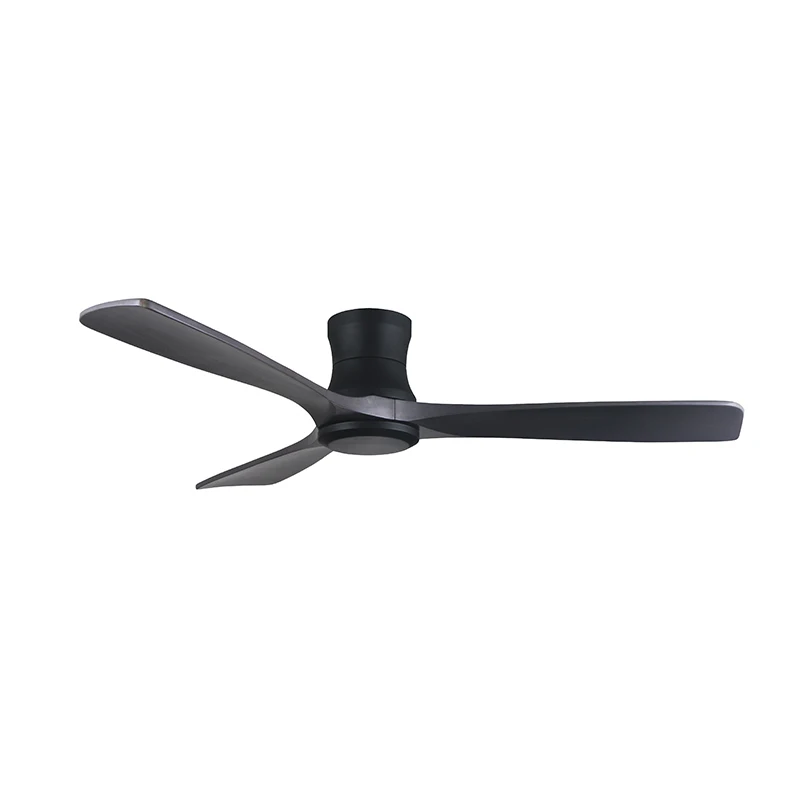 Modern Luxury 52-Inch Flush Mount Ceiling Fan Light Designer Wooden Grain Blade Electric DC Motor Remote Control Household Hotel