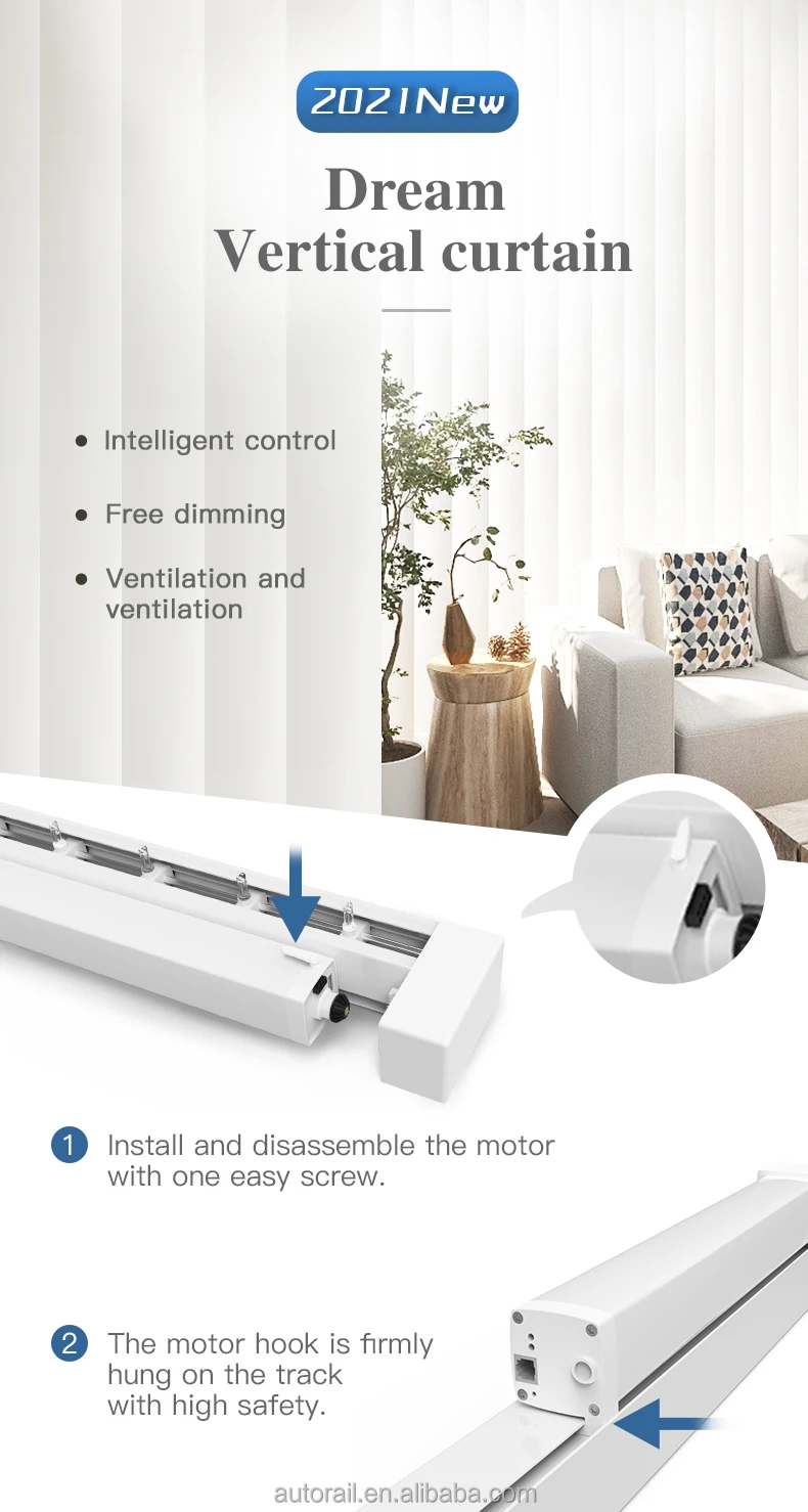 Newest Design Silent Electric Vertical Blind Track Vertical Blinds