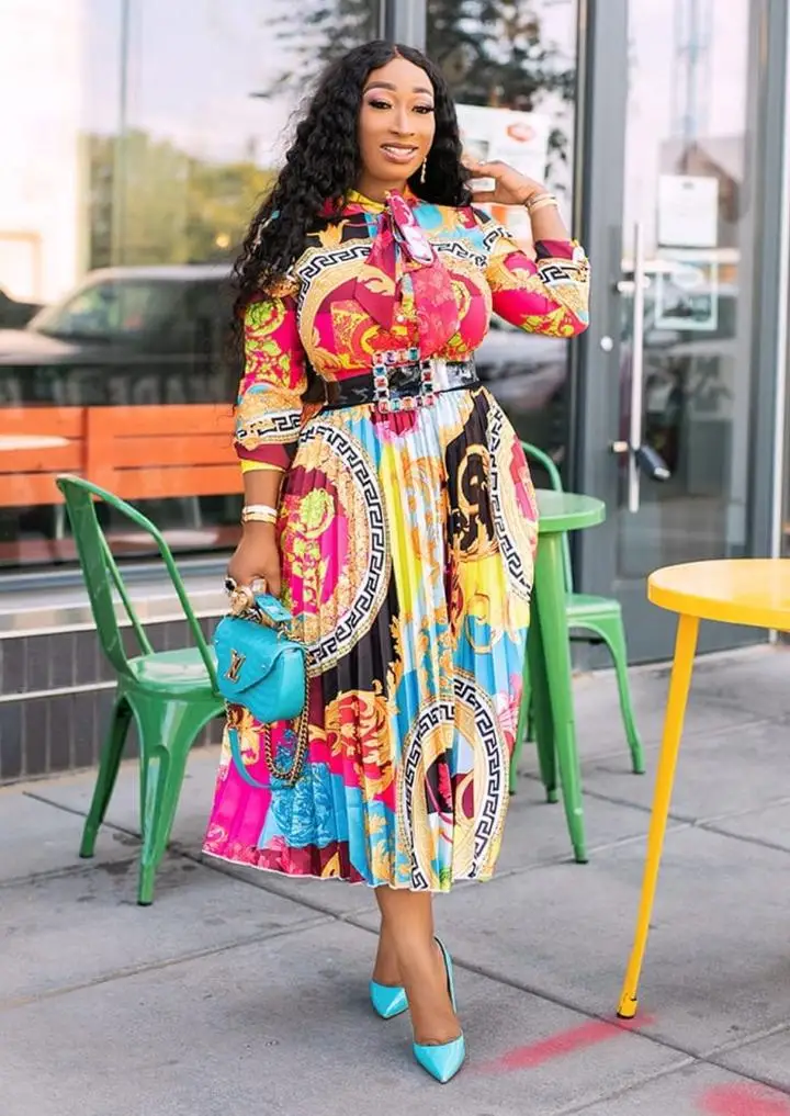 ladies print dresses Latest Style 2025 African Bodycon for Women, Plus Size Fashion catching the light and attention wherever you go Moni African Print Dress 