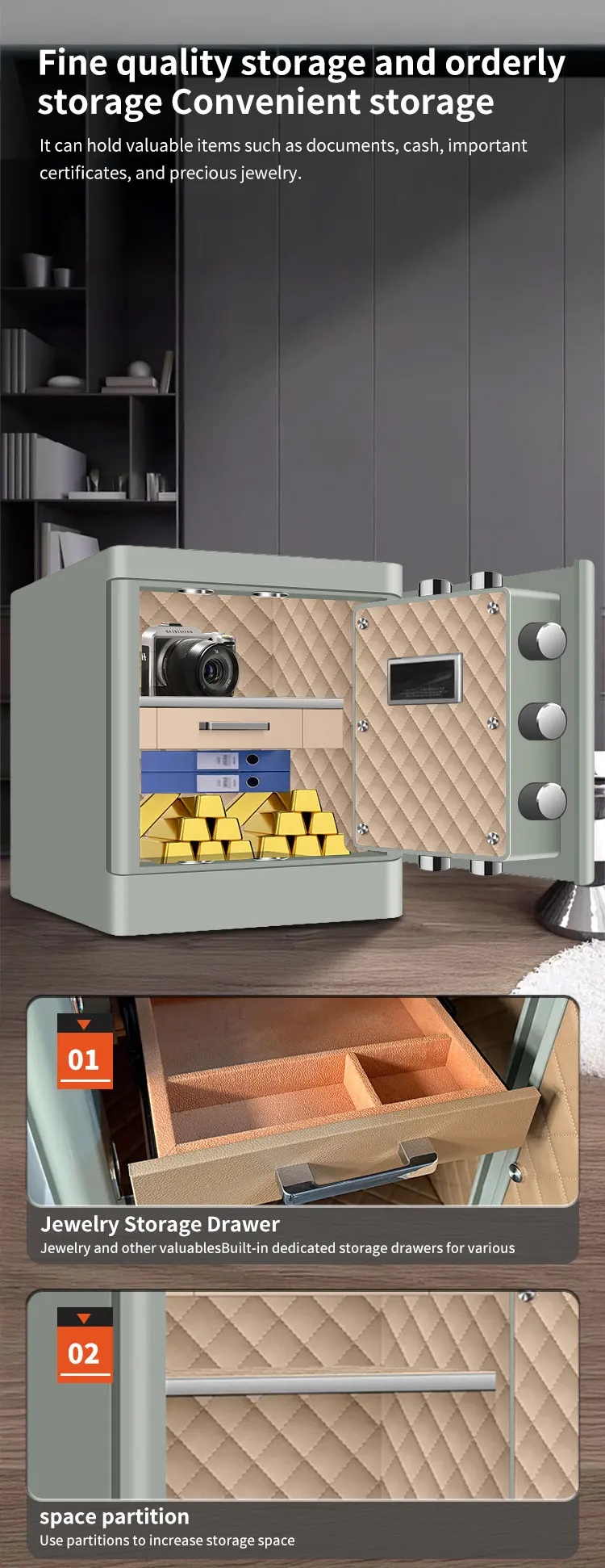 CEQSAFE All Steel Fingerprint Password Remote TUYA APP WIFI Safe Large Anti-theft Safe for Home and Office Use factory