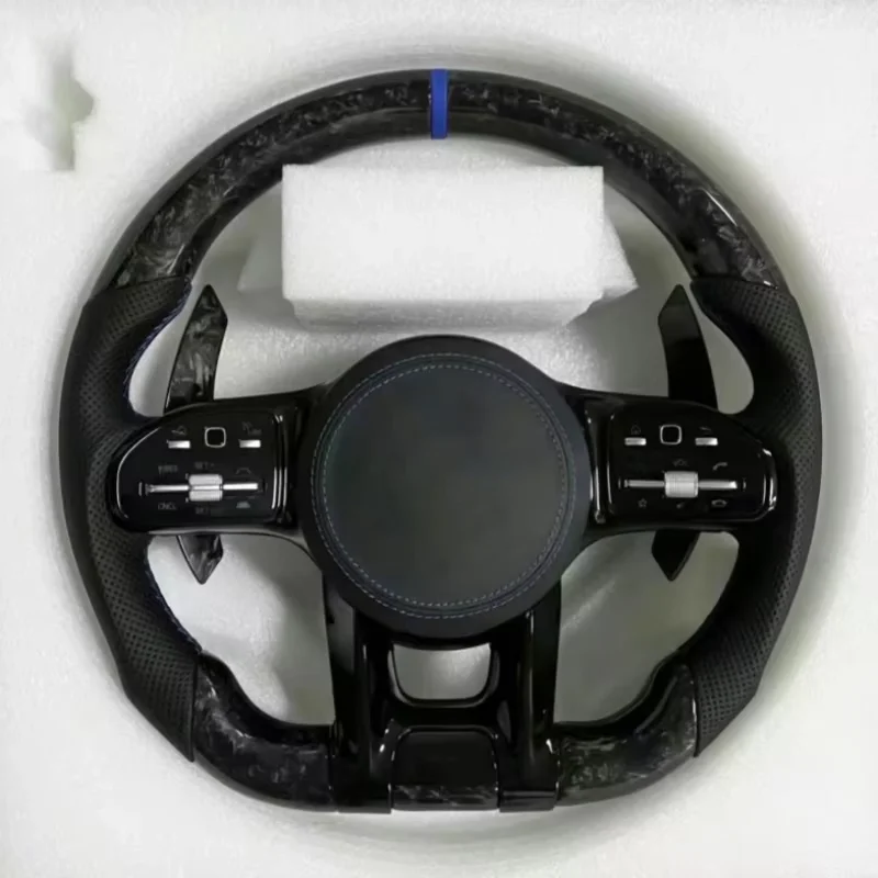 Modified LED Carbon Fiber Steering Wheel for Mercedes Benz AMG GT With Perforated Leather Steering Wheel
