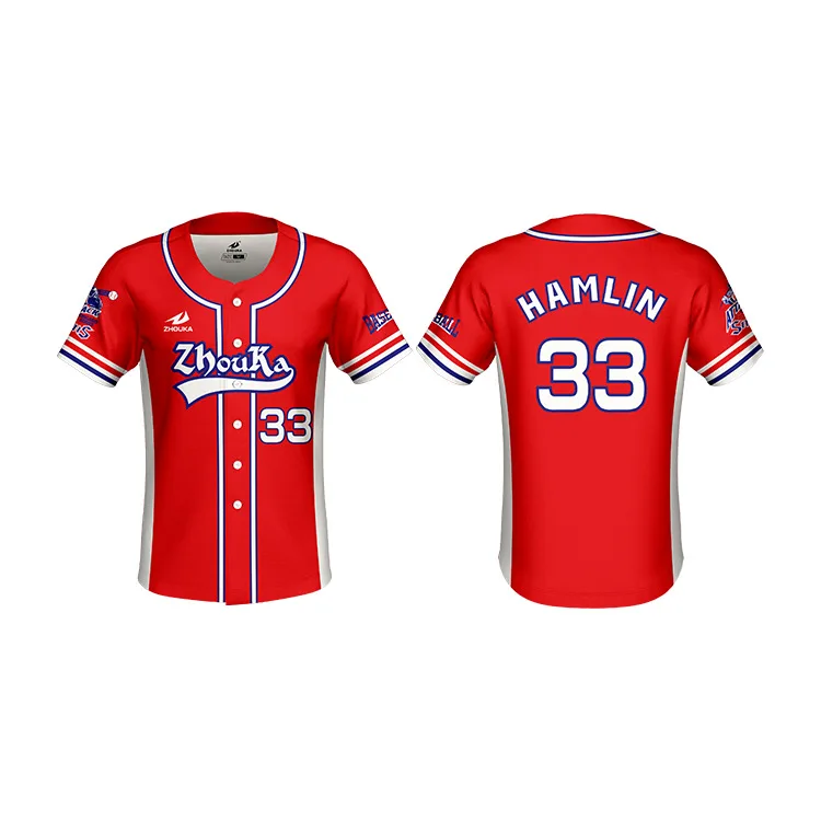 Wholesale Wholesale red color Baseball uniform full sublimation design by  own design OEM baseball jersey for team From m.