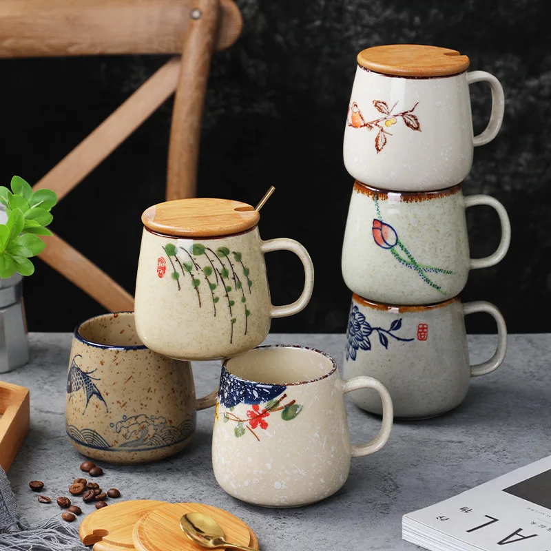 Office Vintage Japanese Bone China Ceramic Mug 350ml Business Gift Large Capacity Wholesale