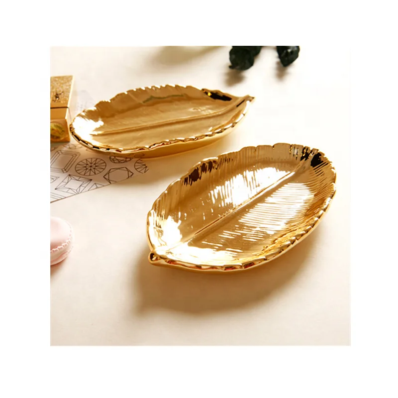 Современный роскошный женский лоток для хранения ключей керамические лотки ювелирных изделий с гальваническим золотым