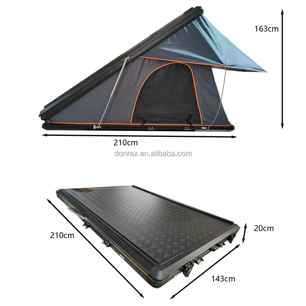 4x4 ऑफरोड वाटरप्रूफ कैम्पिंग क्लैमशेल त्रिकोण हार्ड टॉप टॉप टेंट आउटडोर वाहन छत टॉप टेंट 2
